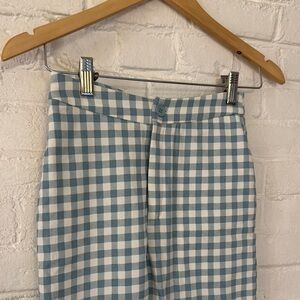 Blue and White Gingham Plaid Pants